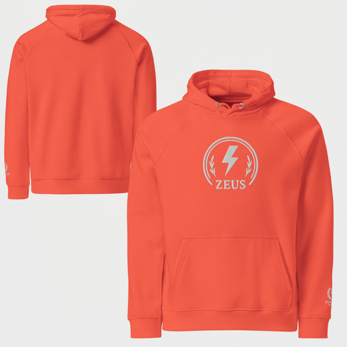 Zeus Bolt Hoodie – Embroidered Crest – premium Greek mythology streetwear by Olympian Studio