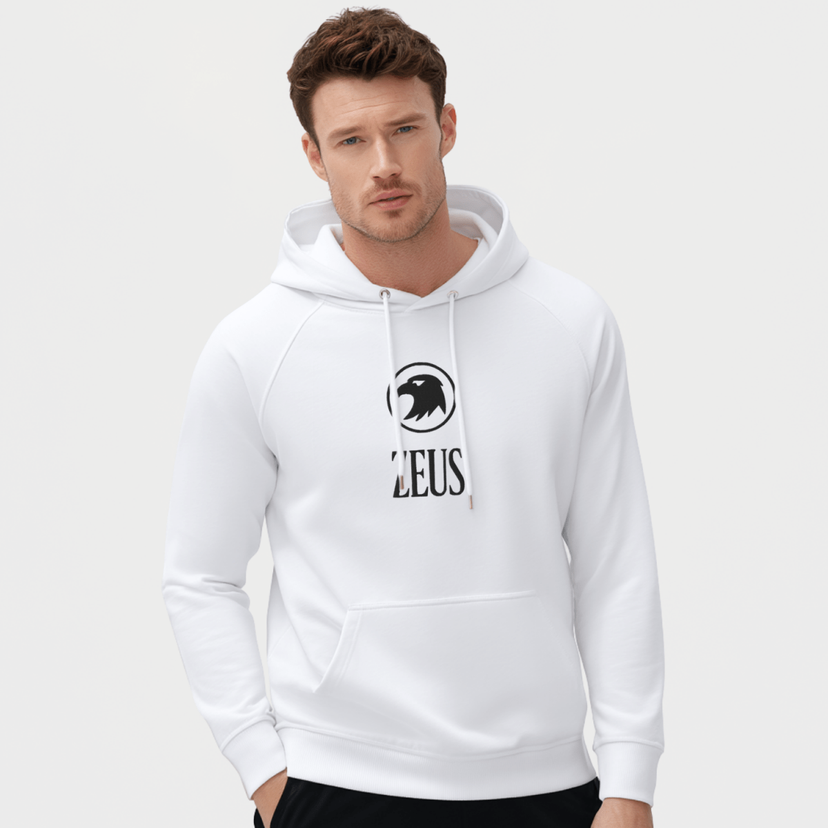 Zeus Eagle Hoodie – Embroidered Front Design – premium Greek mythology streetwear by Olympian Studio