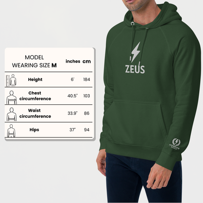 Zeus Bolt Hoodie – Embroidered Front – premium Greek mythology streetwear by Olympian Studio