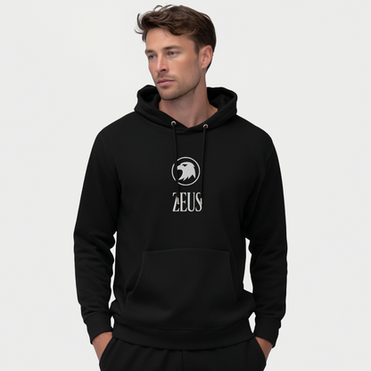 Zeus Eagle Hoodie – Embroidered Front – premium Greek mythology streetwear by Olympian Studio