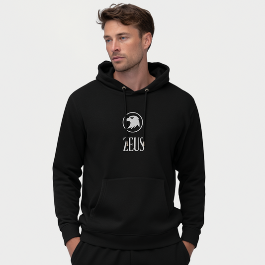 Zeus Eagle Hoodie – Embroidered Front – premium Greek mythology streetwear by Olympian Studio