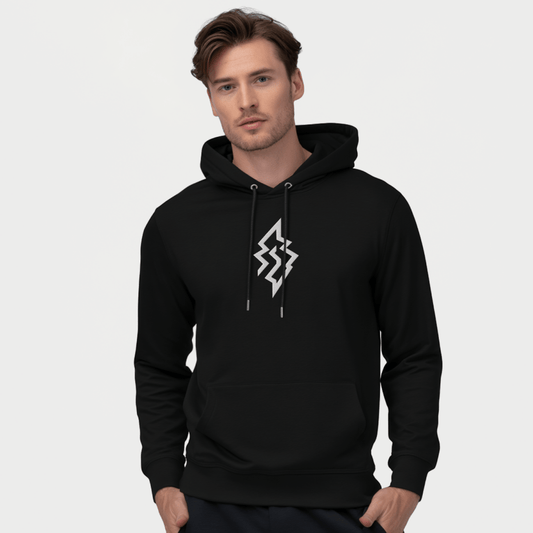 Lightning Crest Hoodie – Embroidered Front – premium Greek mythology streetwear by Olympian Studio