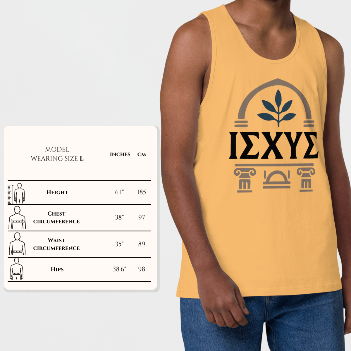 Pillars of Strength Tank Light - Poseidon Men's Tank Top for Men - Olympian Studio