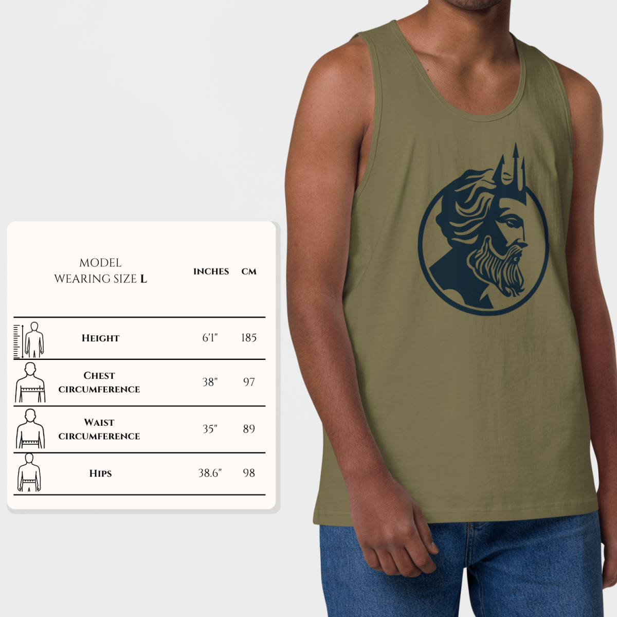 Poseidon Crest Tank Light - Poseidon Men's Tank Top for Men - Olympian Studio