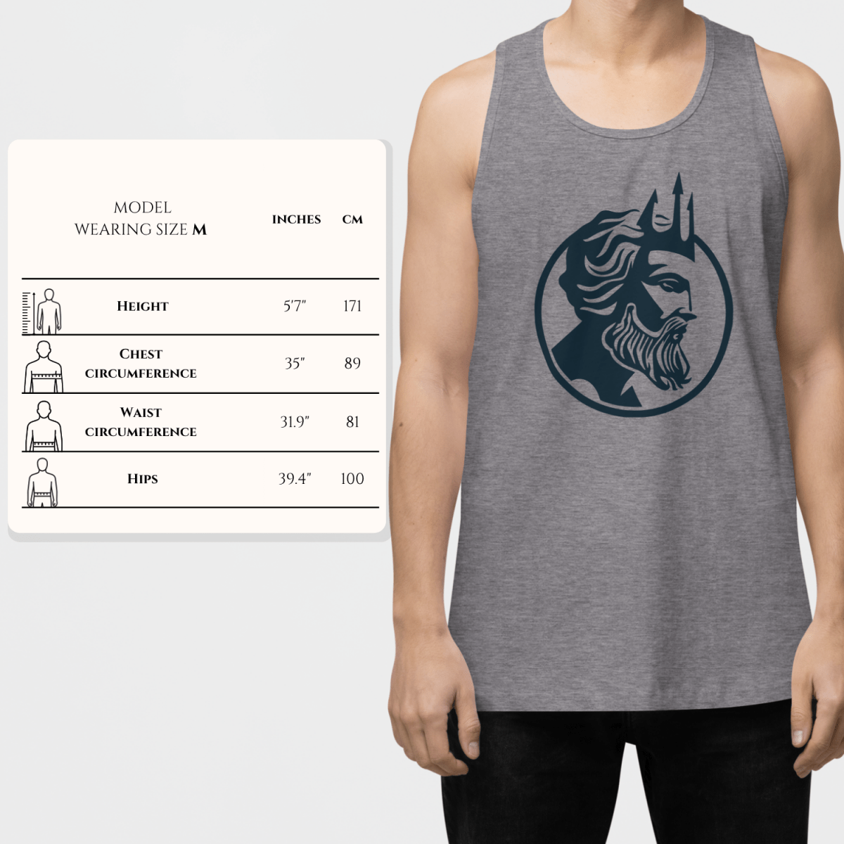Poseidon Crest Tank Light - Poseidon Men's Tank Top for Men - Olympian Studio