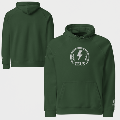 Zeus Bolt Hoodie – Embroidered Crest – premium Greek mythology streetwear by Olympian Studio
