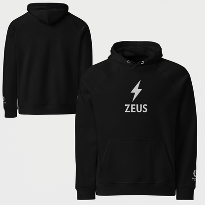 Zeus Bolt Hoodie – Embroidered Front – premium Greek mythology streetwear by Olympian Studio
