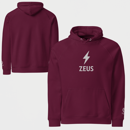 Zeus Bolt Hoodie – Embroidered Front – premium Greek mythology streetwear by Olympian Studio