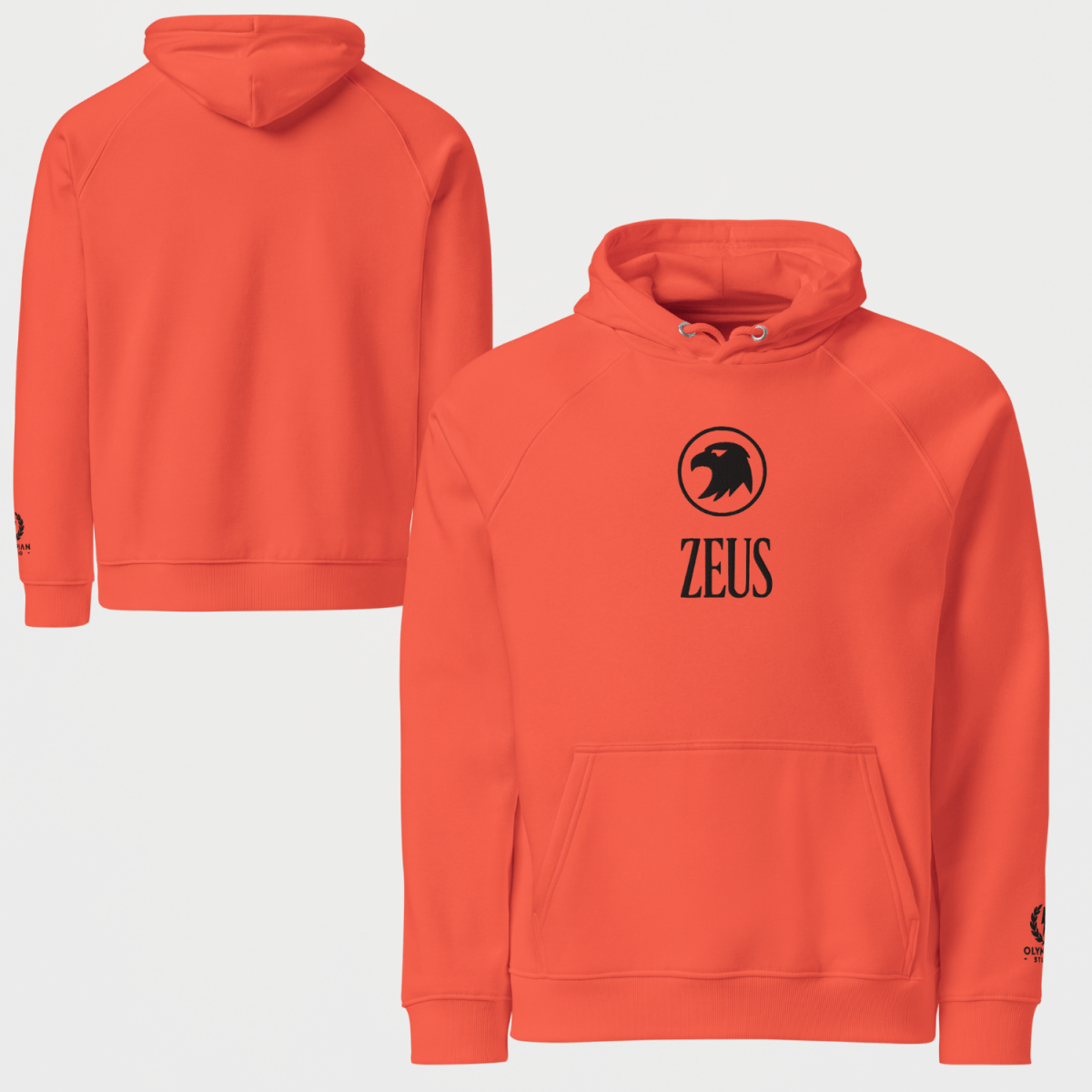 Zeus Eagle Hoodie – Embroidered Front Design – premium Greek mythology streetwear by Olympian Studio