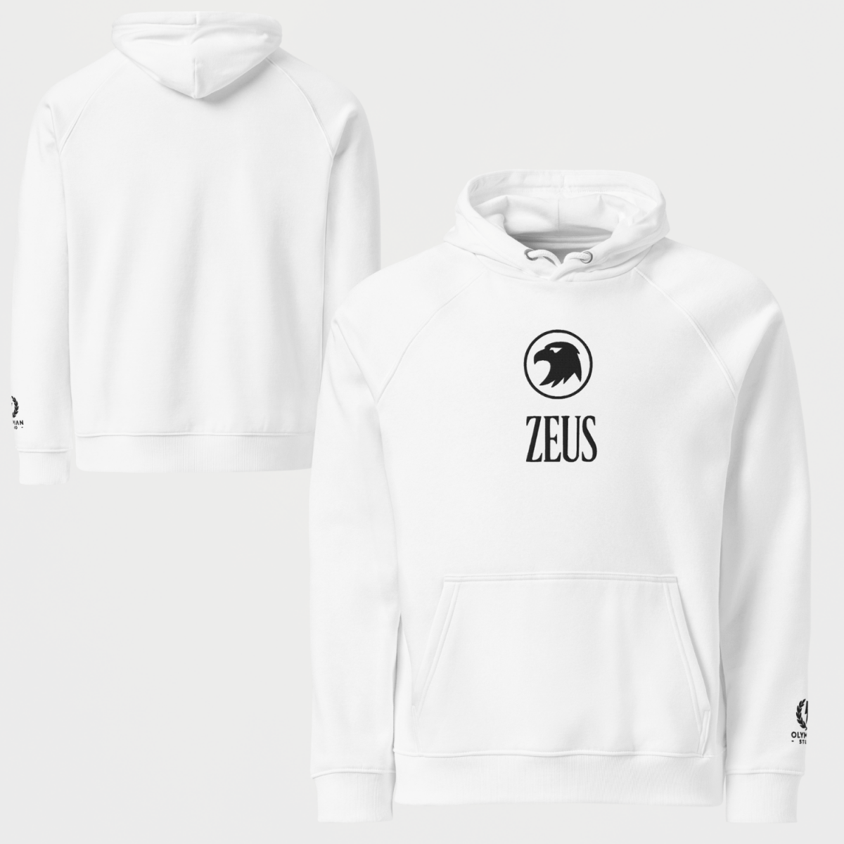 Zeus Eagle Hoodie – Embroidered Front Design – premium Greek mythology streetwear by Olympian Studio