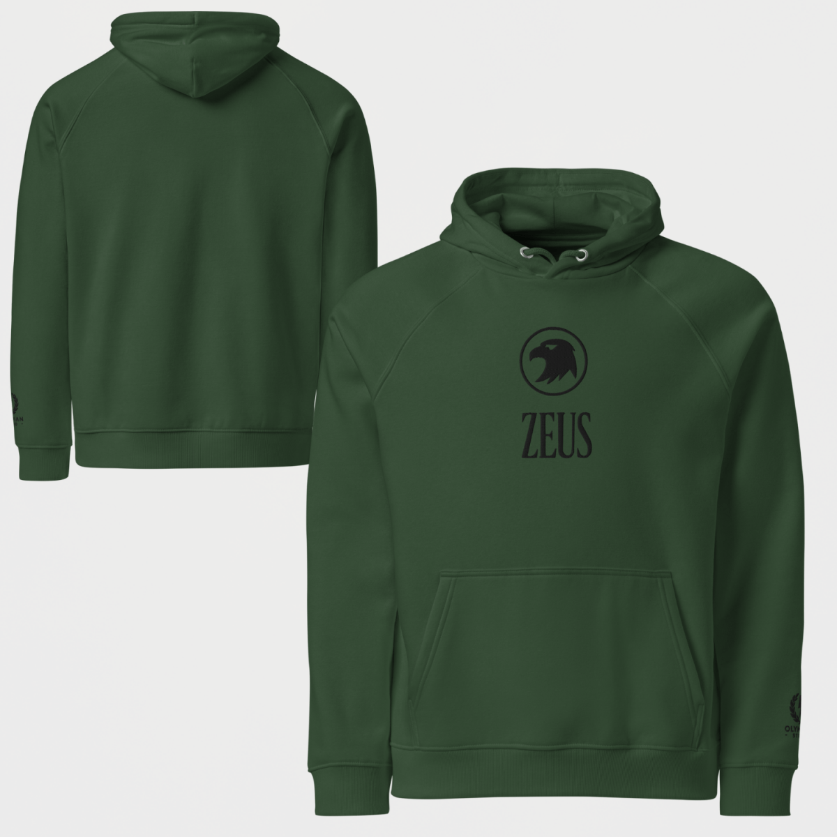Zeus Eagle Hoodie – Embroidered Front Design – premium Greek mythology streetwear by Olympian Studio