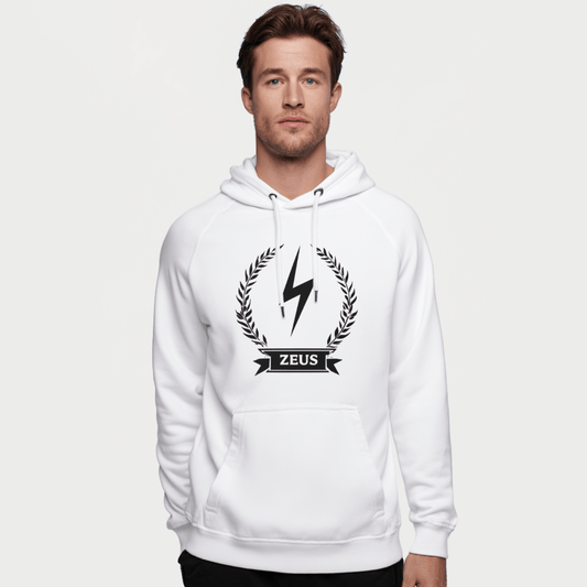 Zeus Laurel Hoodie – Printed Crest – premium Greek mythology streetwear by Olympian Studio